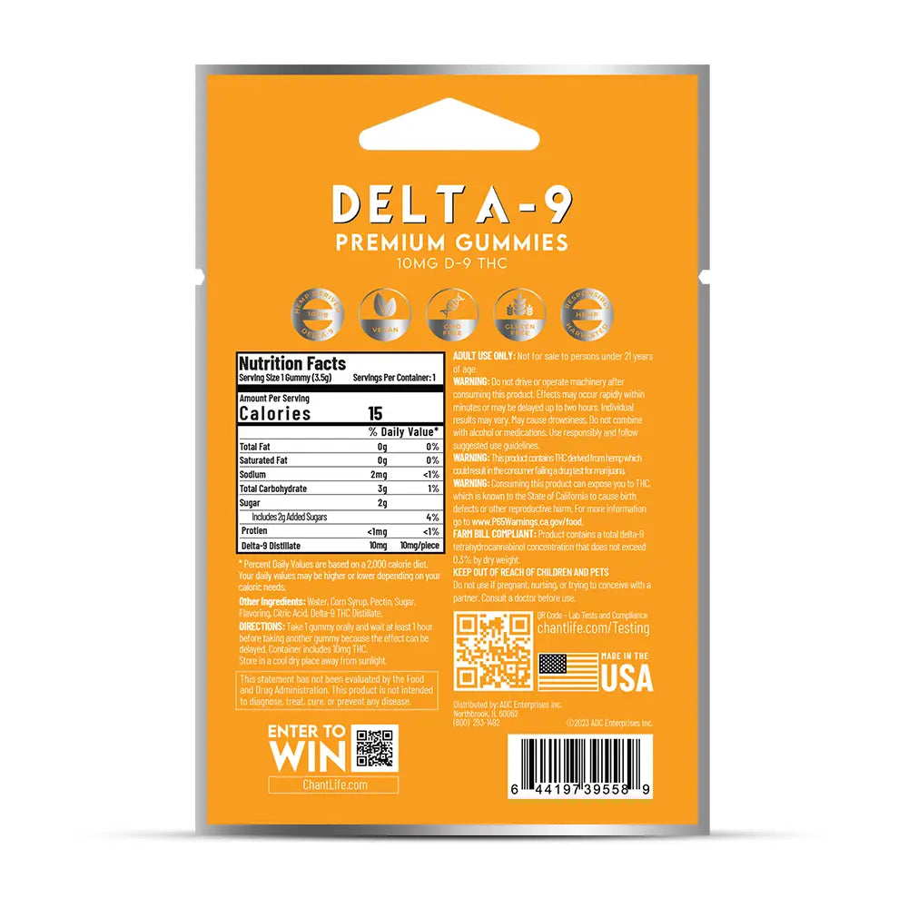 Chant Delta-9 THC Gummy – Mango Pouch – 60 Pouches / Display